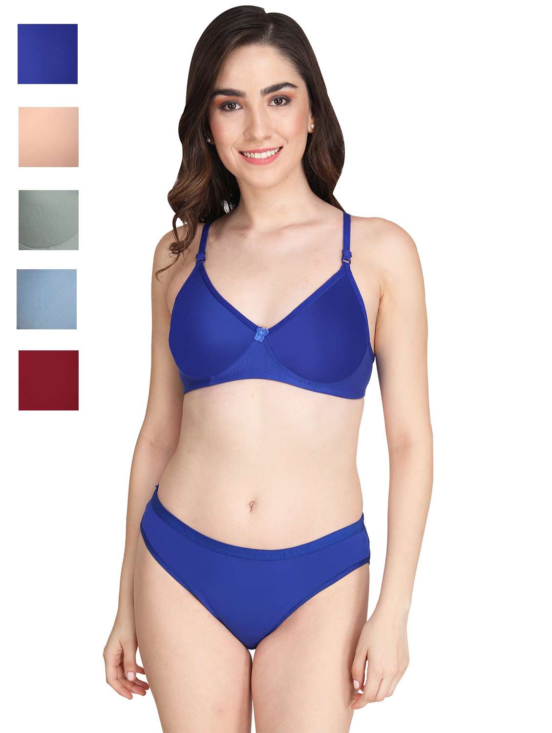 blue cotton bras and panty set