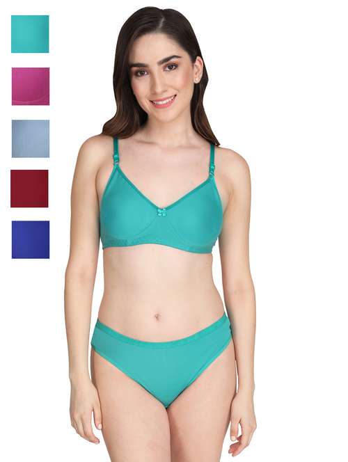 sea green cotton bras and panty set - 22064831 - Standard Image - 0