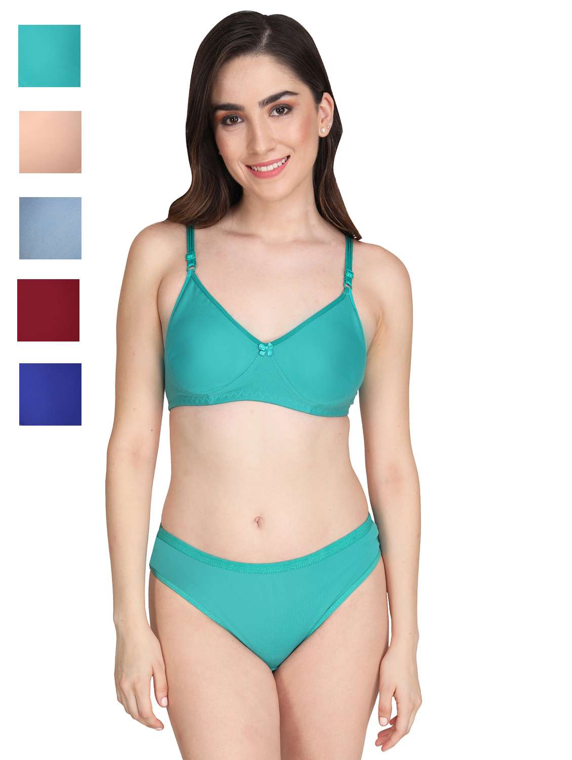 sea green cotton bras and panty set - 22064834 - Zoom Image - 0