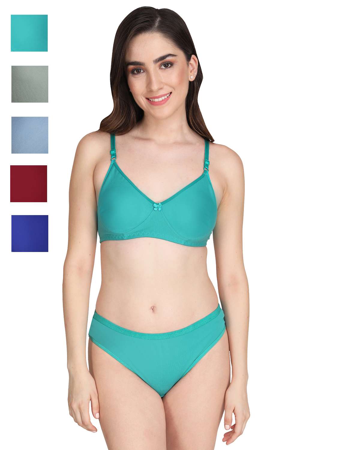 sea green cotton bras and panty set