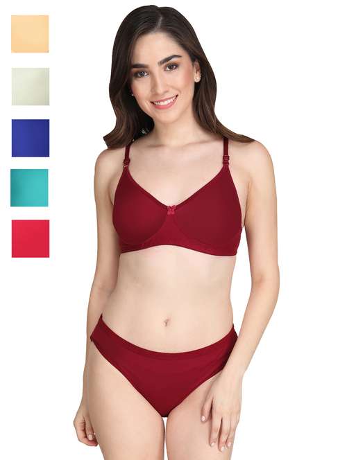 gold cotton bras and panty set - 22064847 -  Standard Image - 0