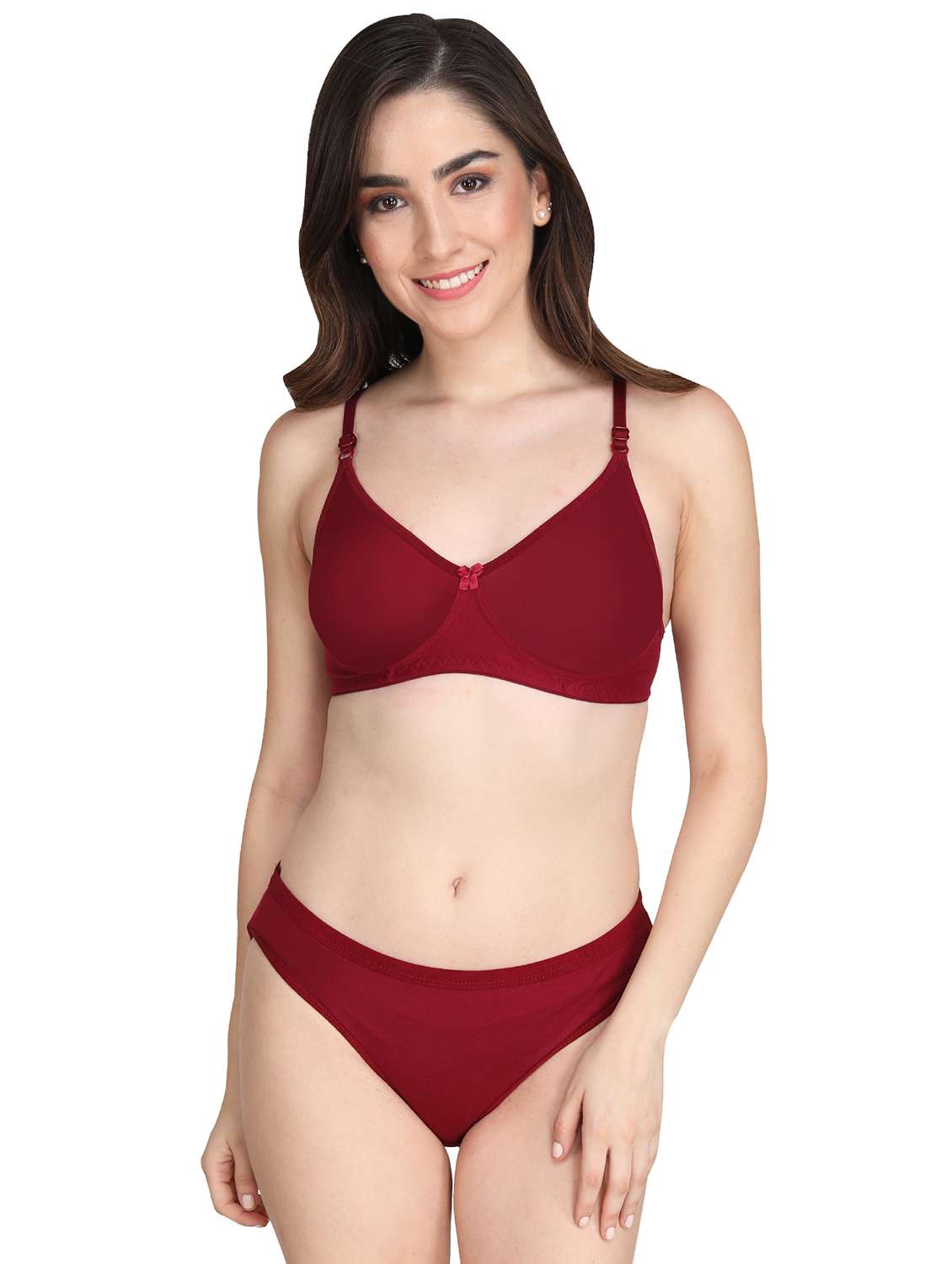 women pack of 5 solid bra and panty set - 22064856 -  Standard Image - 3