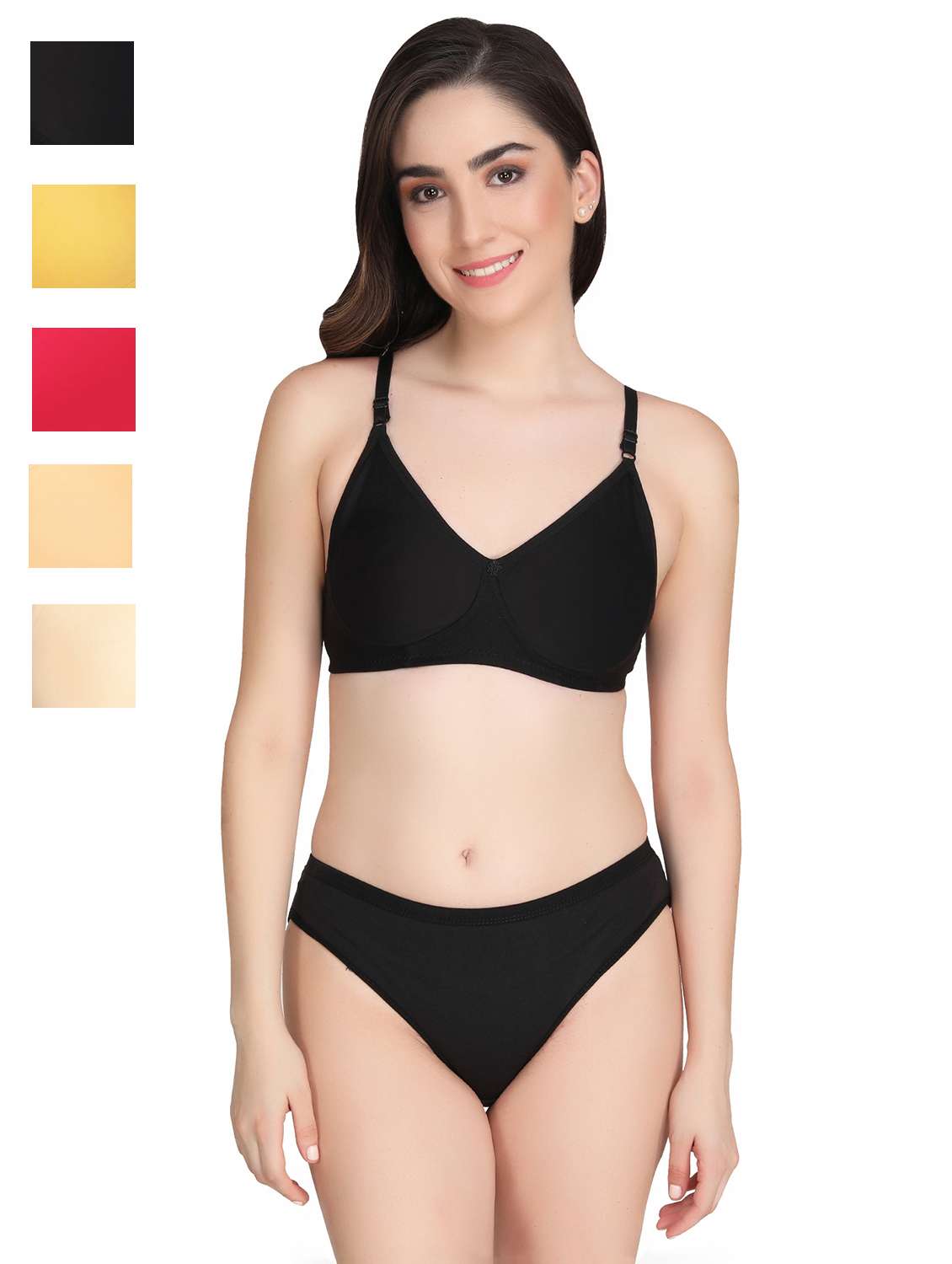 women pack of 5 solid bra and panty set