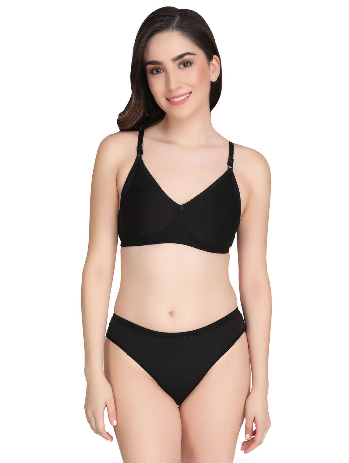 women pack of 5 solid bra and panty set - 22064871 -  Standard Image - 3