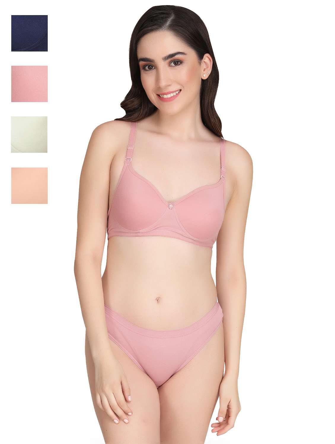 women pack of 4 solid bra and panty set