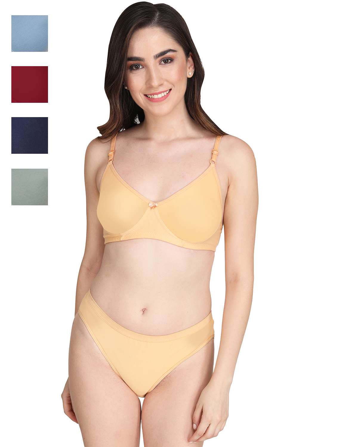 women pack of 4 solid bra and panty set