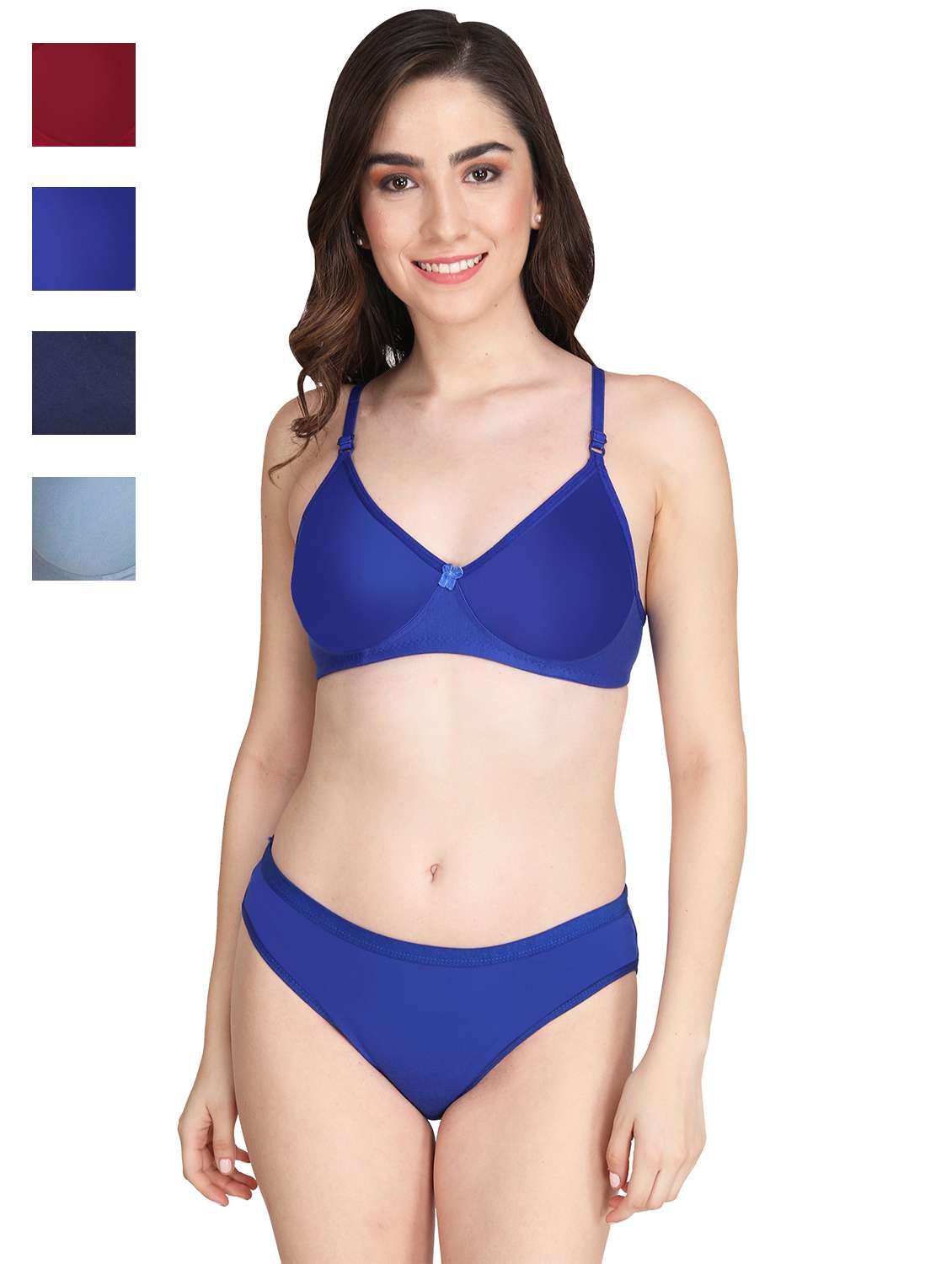 women pack of 4 solid bra and panty set