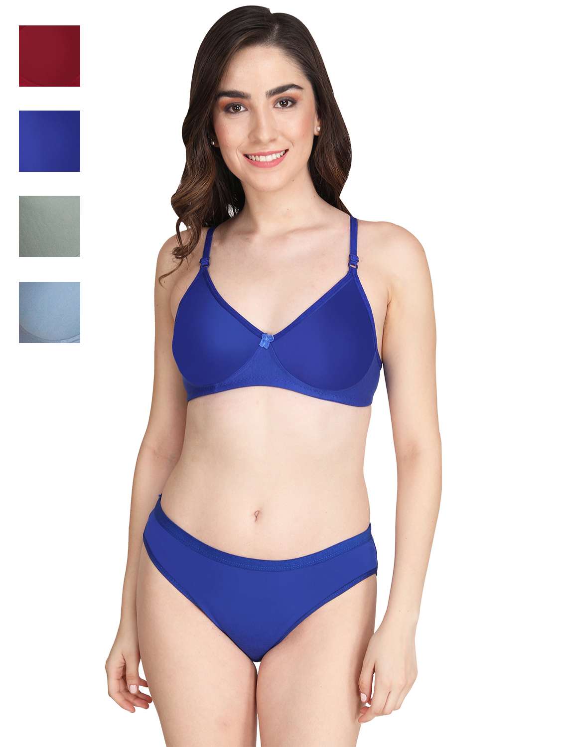 women pack of 4 solid bra and panty set