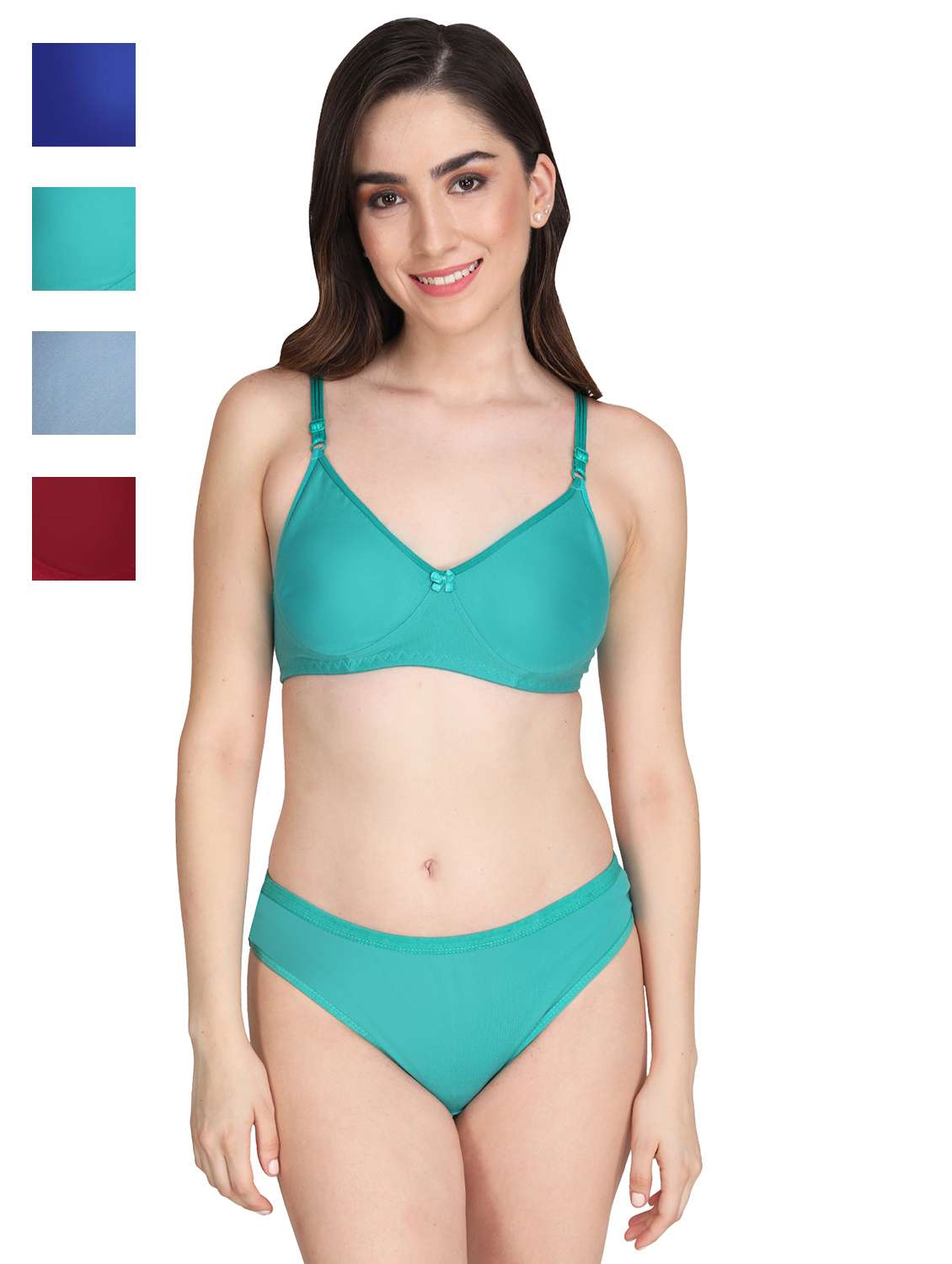 women pack of 4 solid bra and panty set