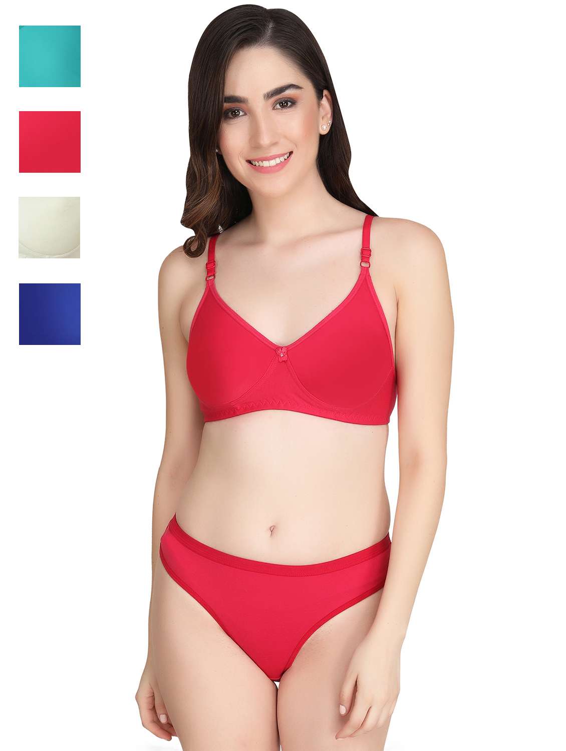 women pack of 4 solid bra and panty set