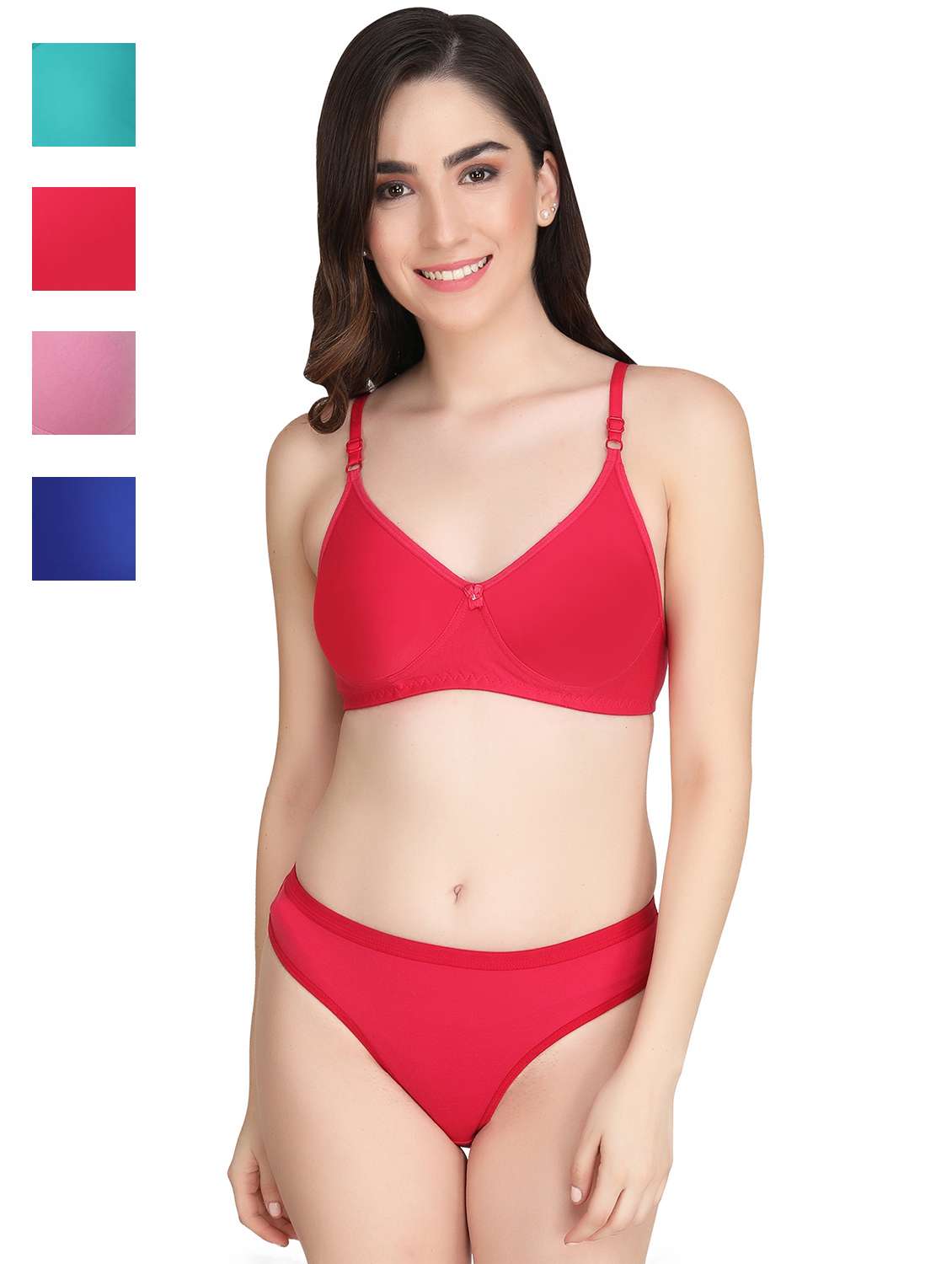 women pack of 4 solid bra and panty set
