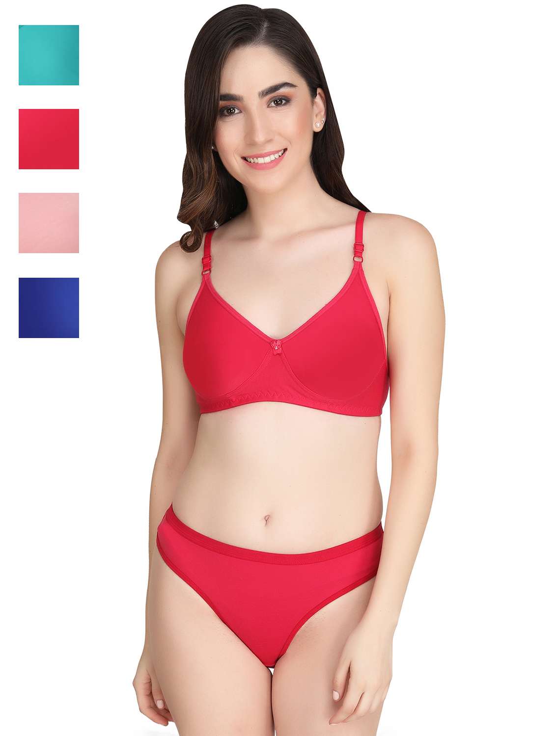 women pack of 4 solid bra and panty set