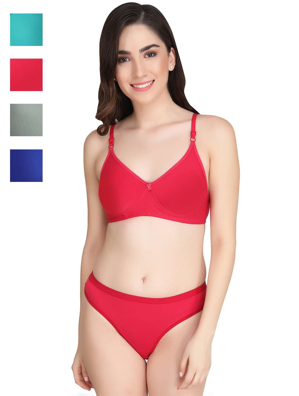 women pack of 4 solid bra and panty set