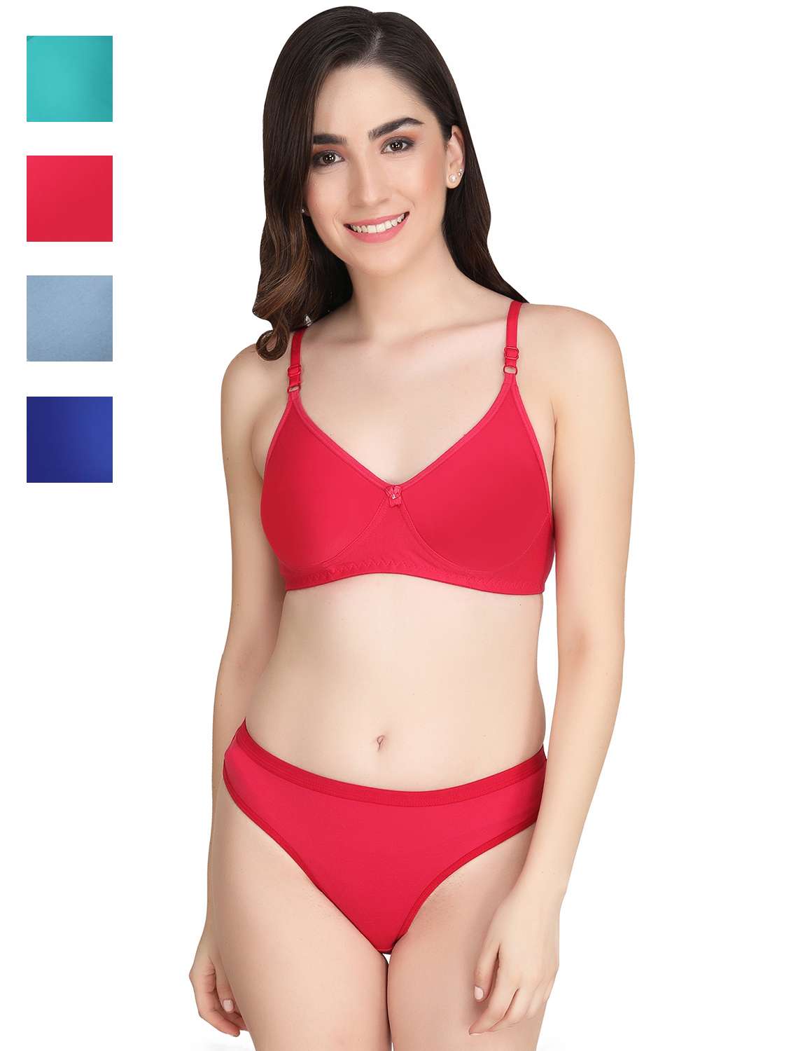 women pack of 4 solid bra and panty set