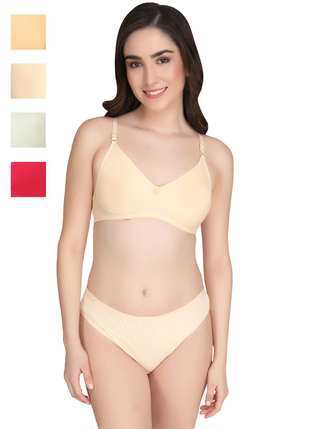 women pack of 4 solid bra and panty set