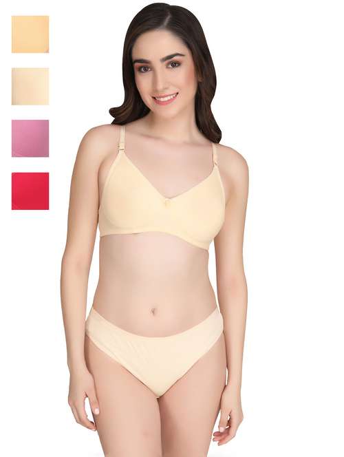 women pack of 4 solid bra and panty set - 22064961 -  Standard Image - 0