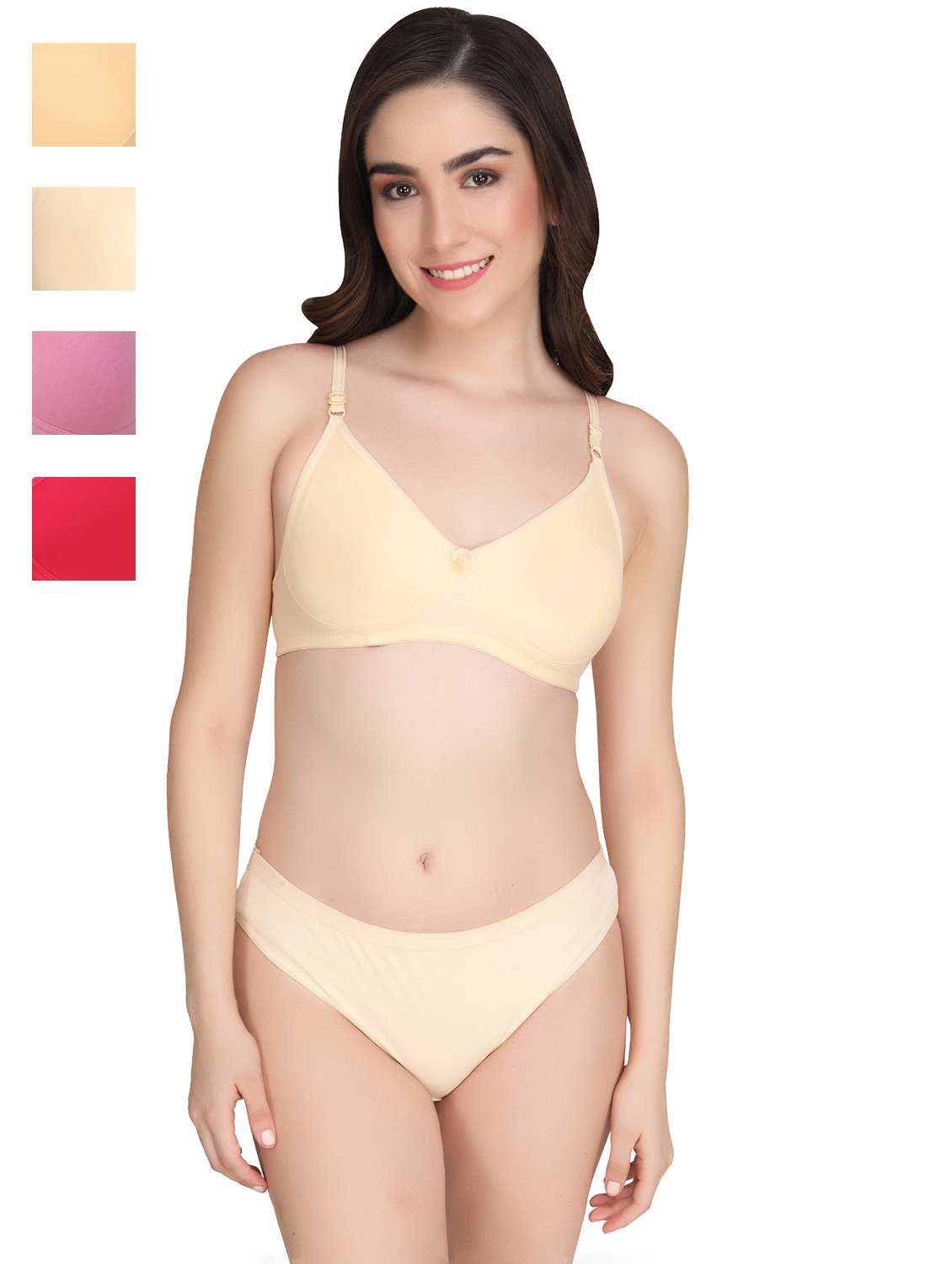 women pack of 4 solid bra and panty set