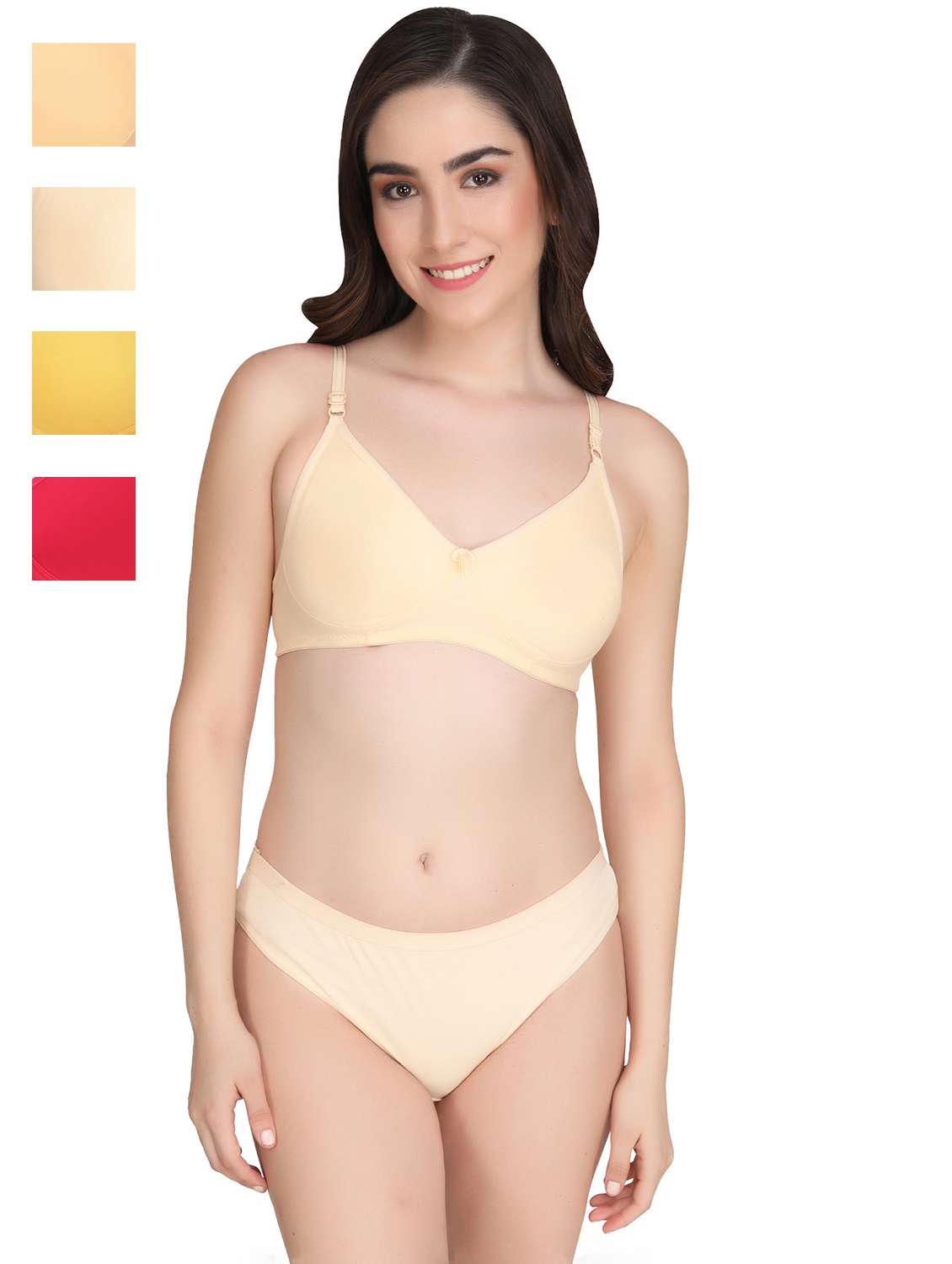 women pack of 4 solid bra and panty set