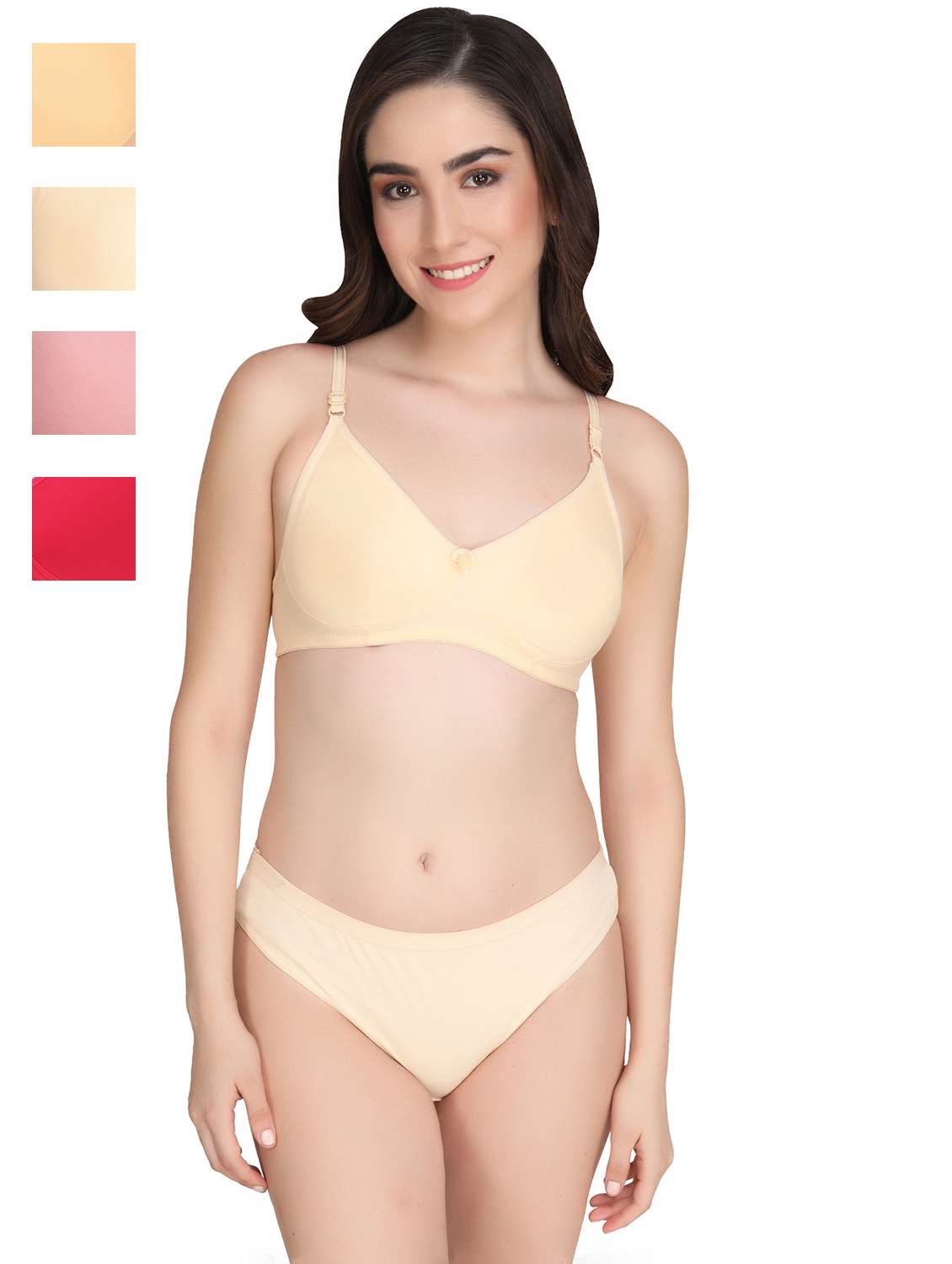 women pack of 4 solid bra and panty set