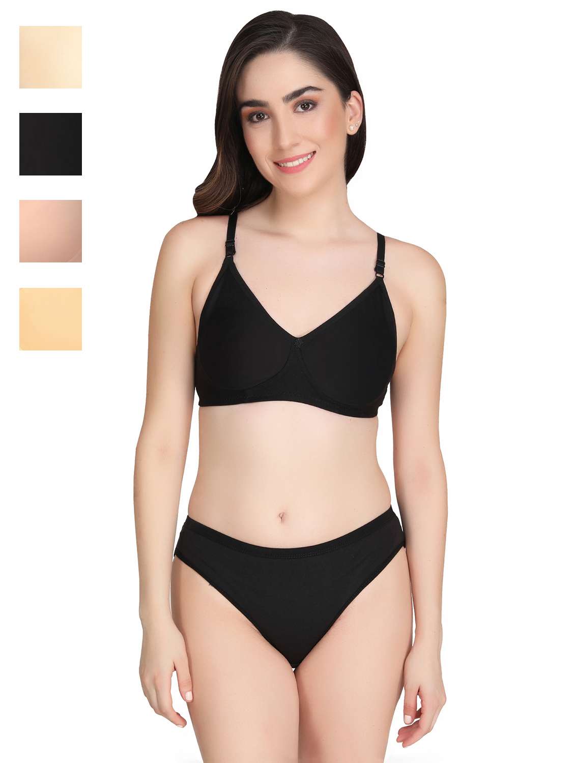 women pack of 4 solid bra and panty set