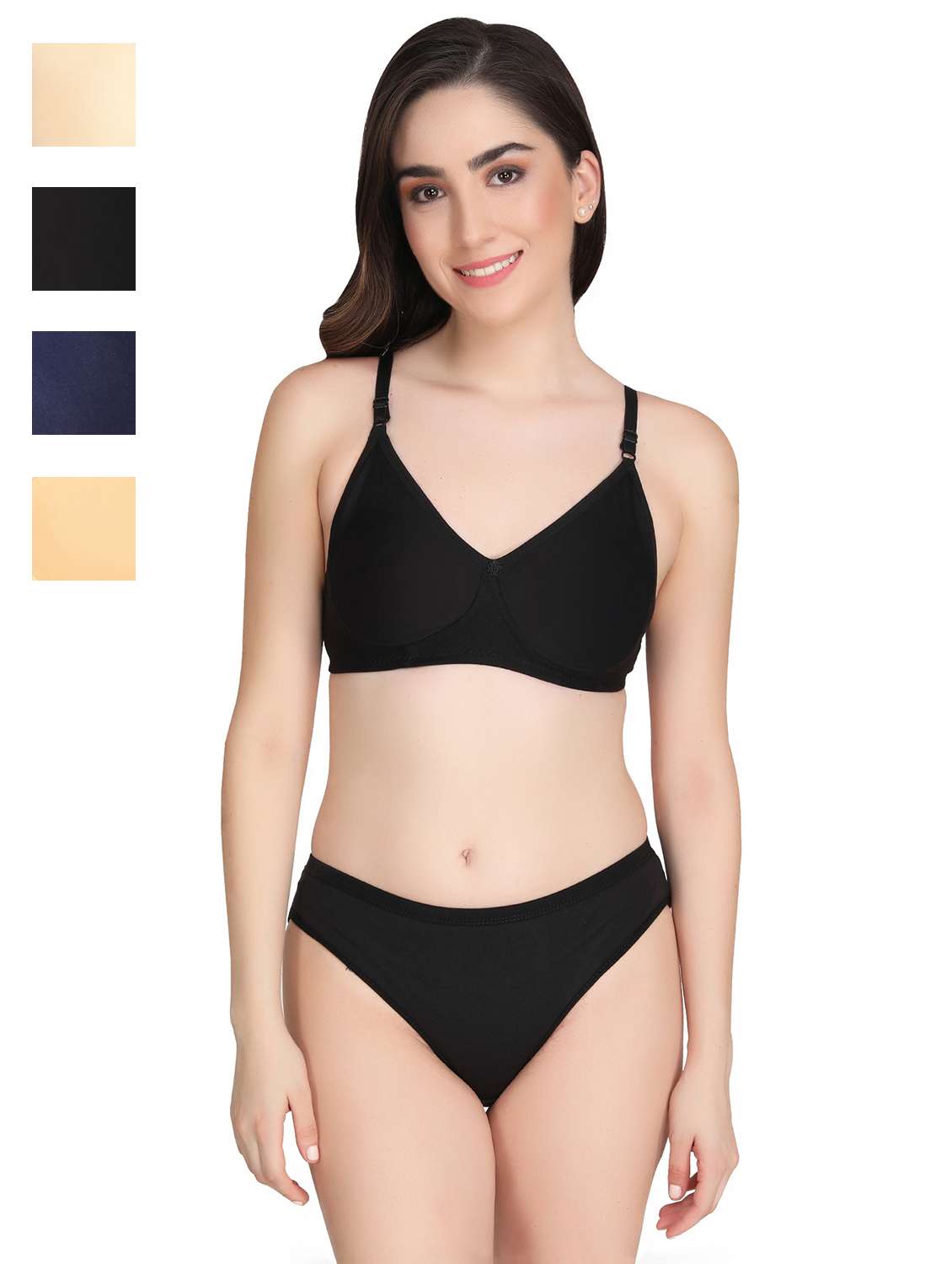 women pack of 4 solid bra and panty set