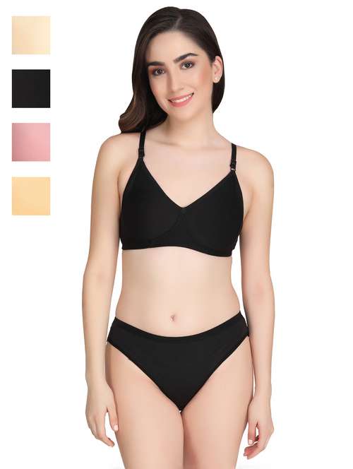  women pack of 4 solid bra and panty set - 22064977 -  Standard Image - 0