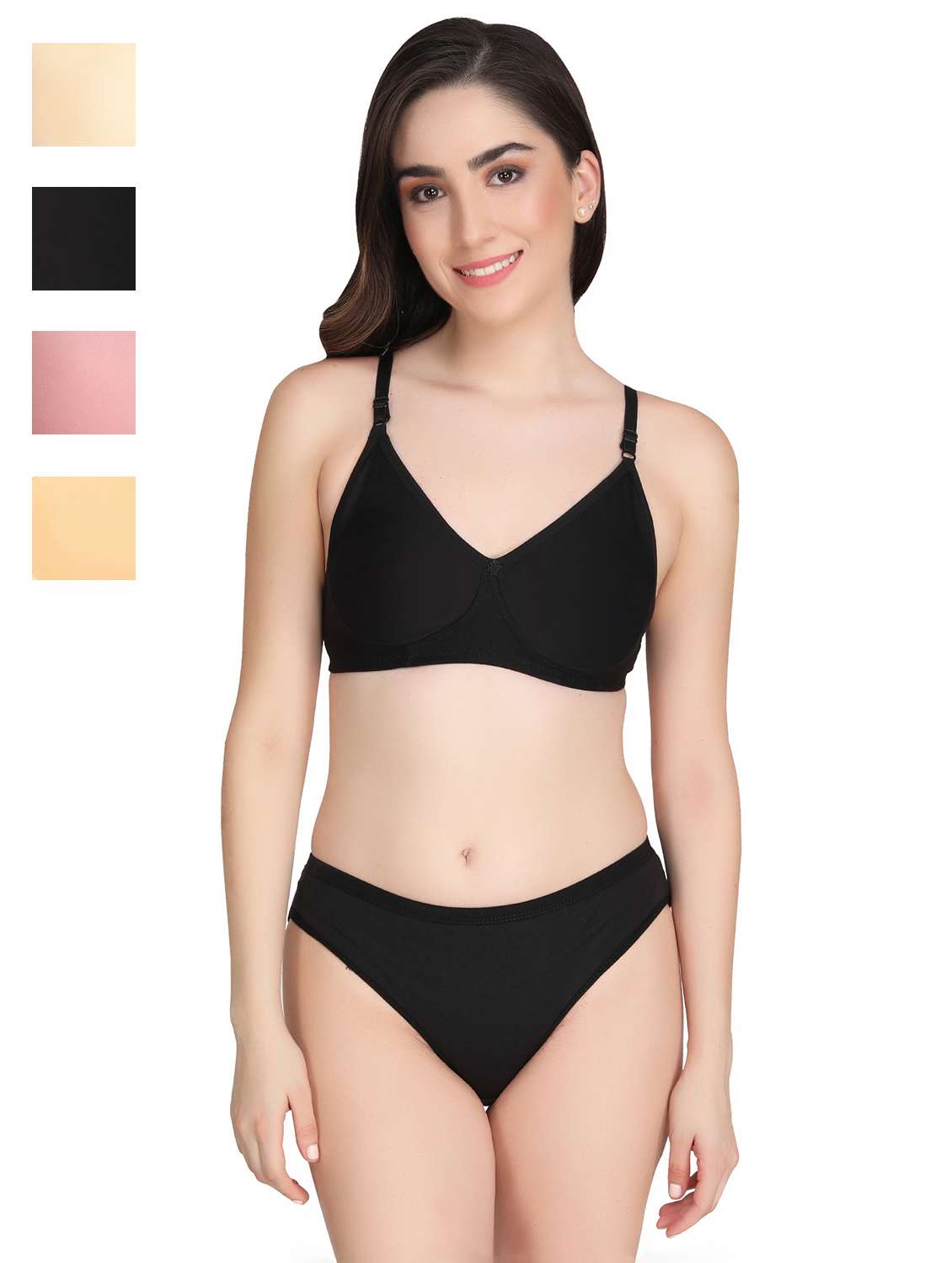  women pack of 4 solid bra and panty set