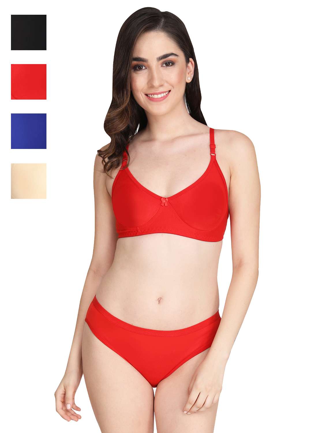 women pack of 4 solid bra and panty set