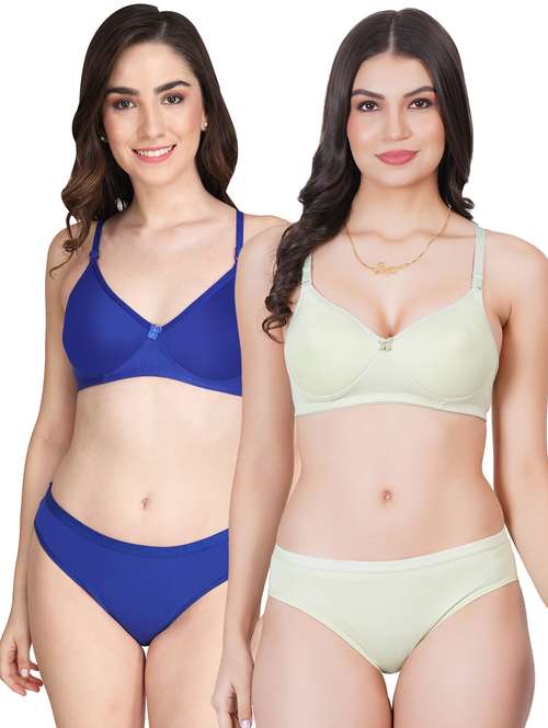 women pack of 2 solid bra and panty set - 22065163 -  Standard Image - 0