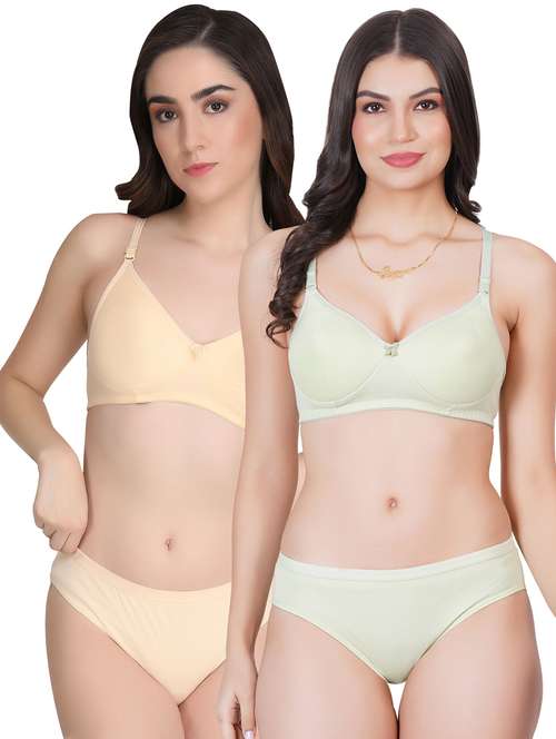 women pack of 2 solid bra and panty set - 22065209 -  Standard Image - 0