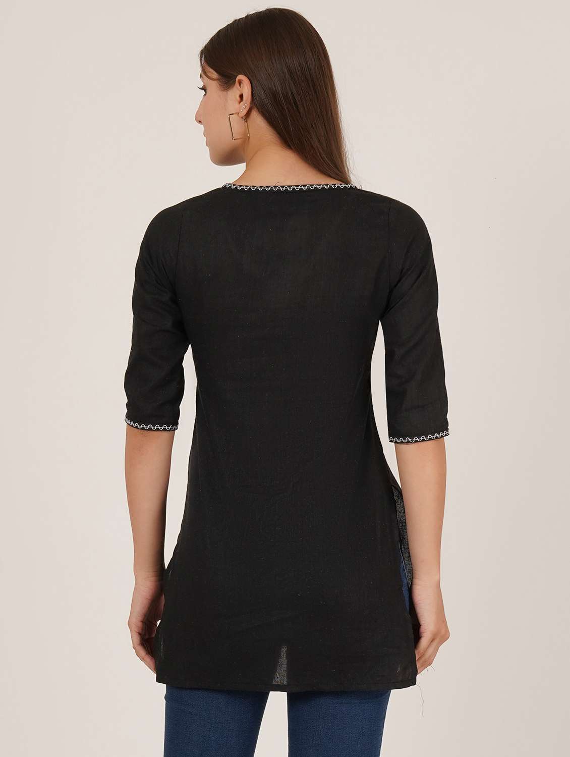 women embroidered three quarter sleeve angrakha kurti - 22065273 -  Standard Image - 3