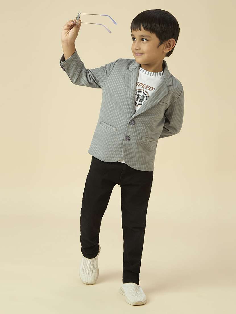 boys solid long sleeve blazer with printed t-shirt - 22065400 -  Standard Image - 5