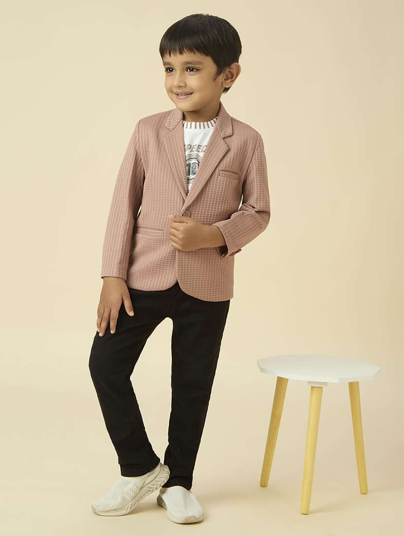 boys solid long sleeve blazer with printed t-shirt - 22065401 -  Standard Image - 5