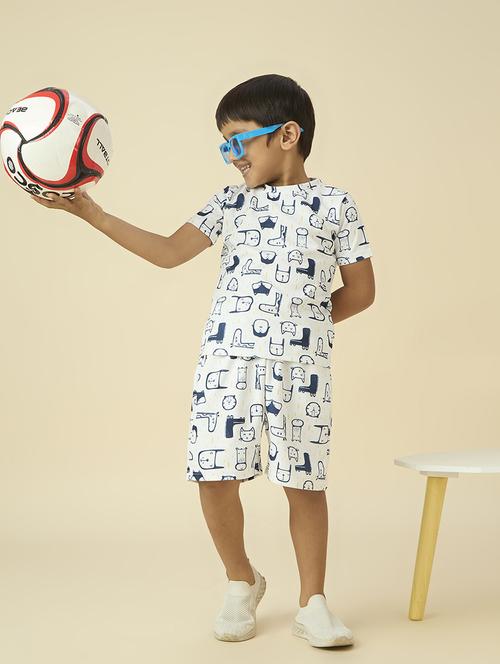 boys printed t-shirt and shorts co-ord set - 22065405 - Standard Image - 0