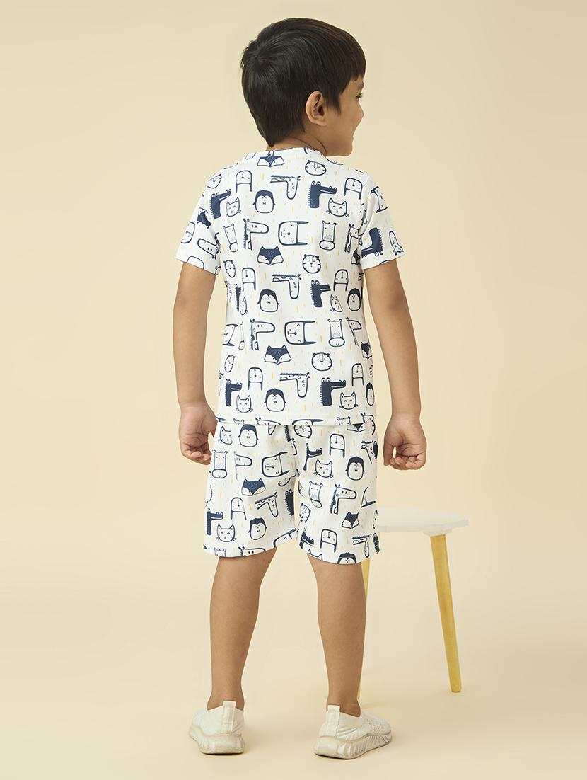 boys printed t-shirt and shorts co-ord set - 22065405 - Standard Image - 3