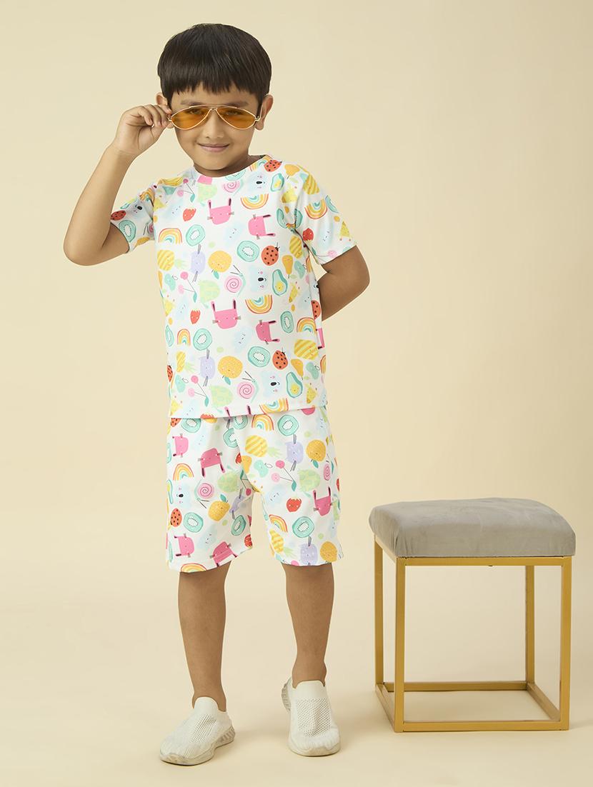 boys printed t-shirt and shorts co-ord set - 22065406 - Zoom Image - 0