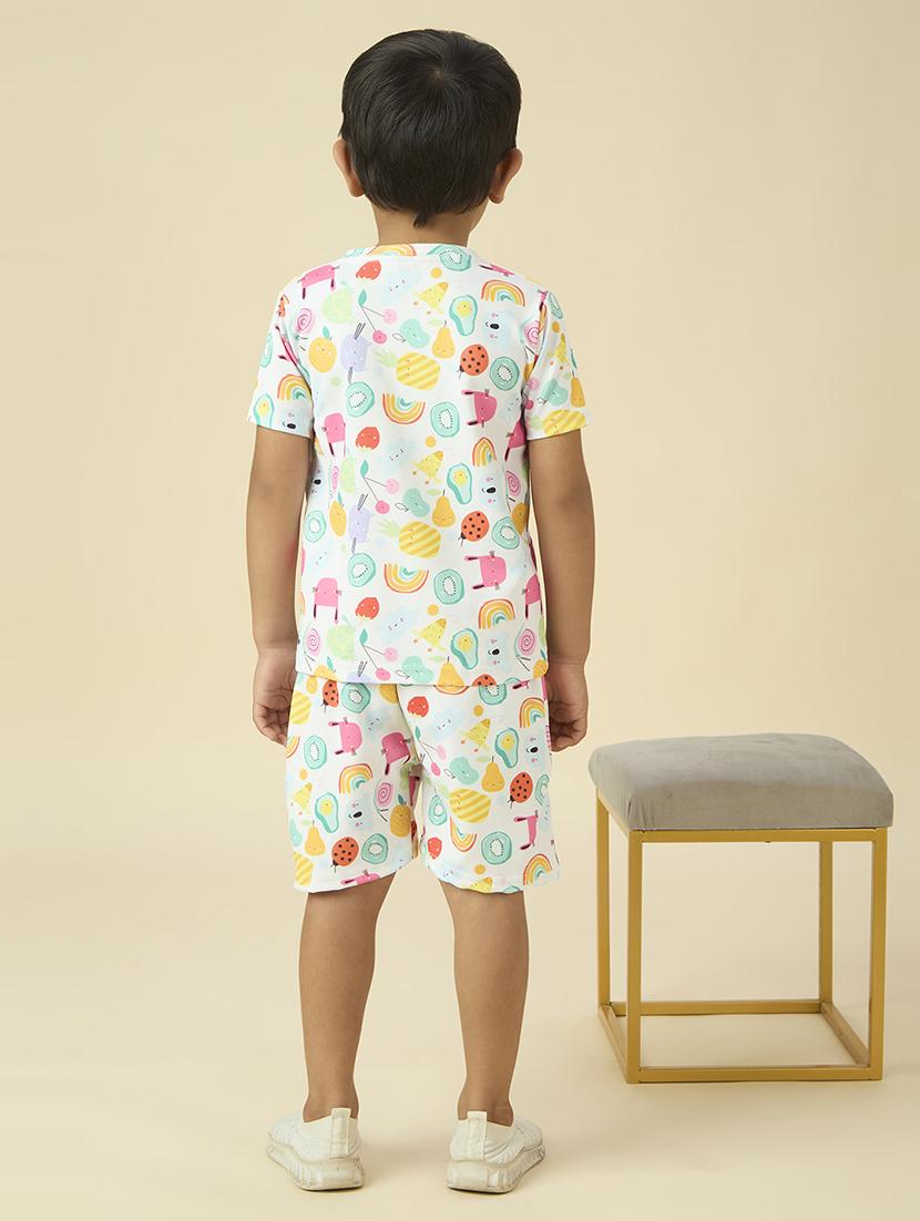 boys printed t-shirt and shorts co-ord set - 22065406 - Standard Image - 3