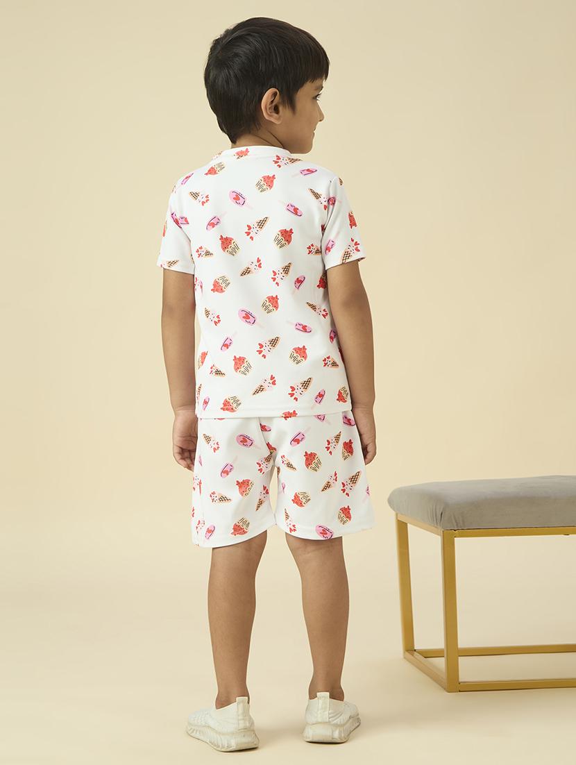 boys printed t-shirt and shorts co-ord set - 22065407 - Standard Image - 3