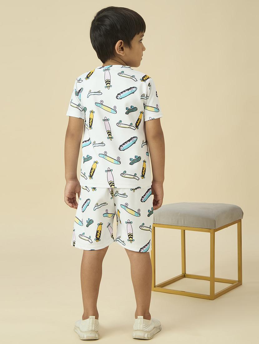 boys printed t-shirt and shorts co-ord set - 22065409 - Standard Image - 3