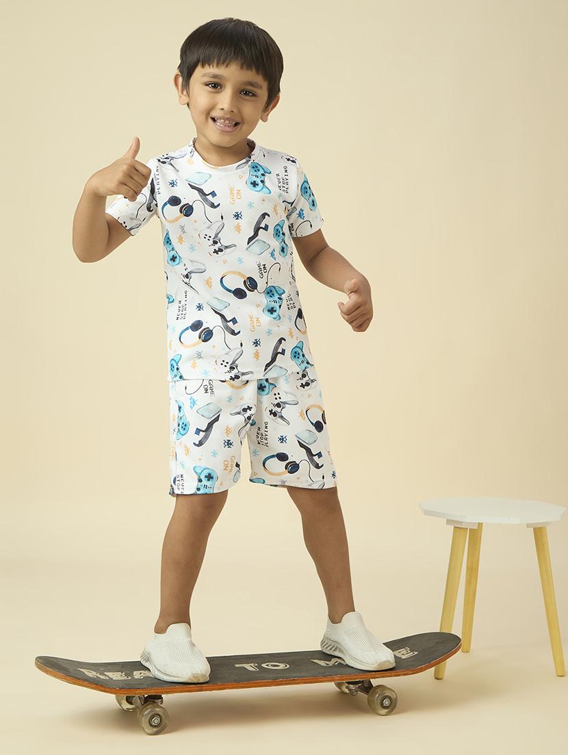 boys printed t-shirt and shorts co-ord set