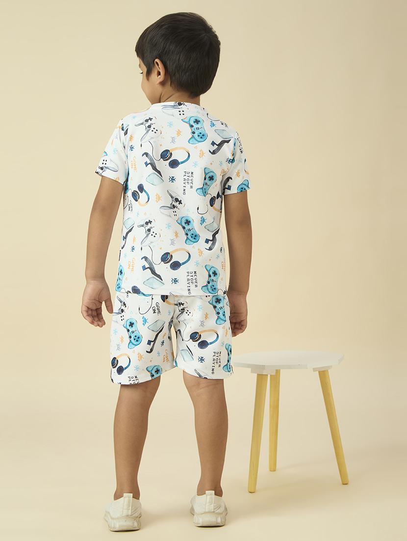 boys printed t-shirt and shorts co-ord set - 22065411 - Standard Image - 3