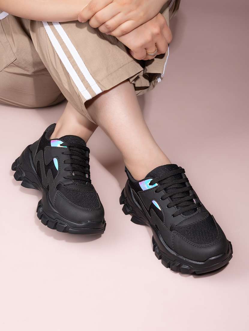 women black lace-up sports shoe - 22065469 - Zoom Image - 0
