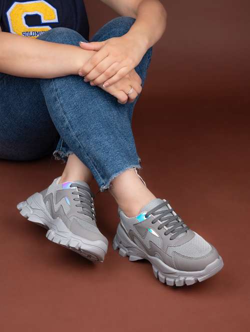 women grey lace-up sports shoe - 22065470 - Standard Image - 0