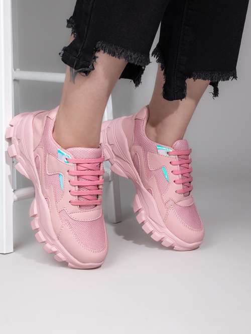 women pink lace-up sports shoe - 22065471 - Standard Image - 0