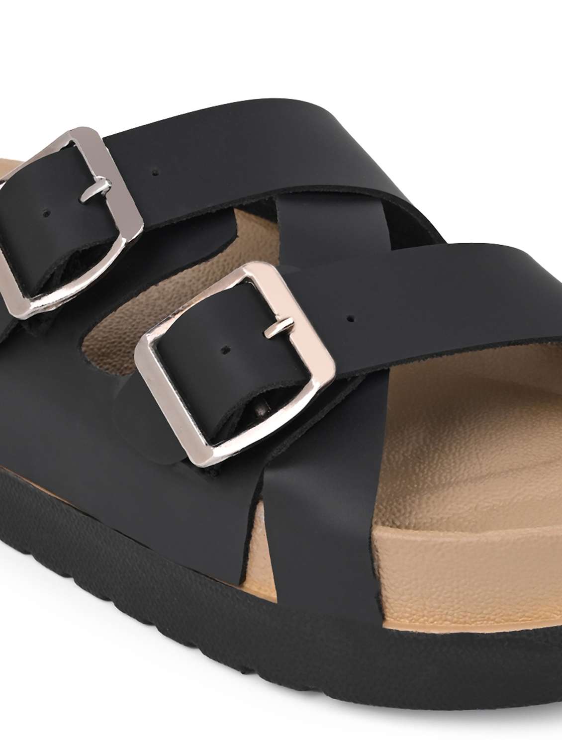 women black solid slip on flats - 22065472 - Standard Image - 5