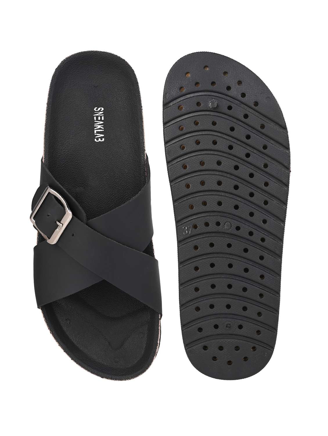 women solid black slip on flats - 22065475 - Standard Image - 5