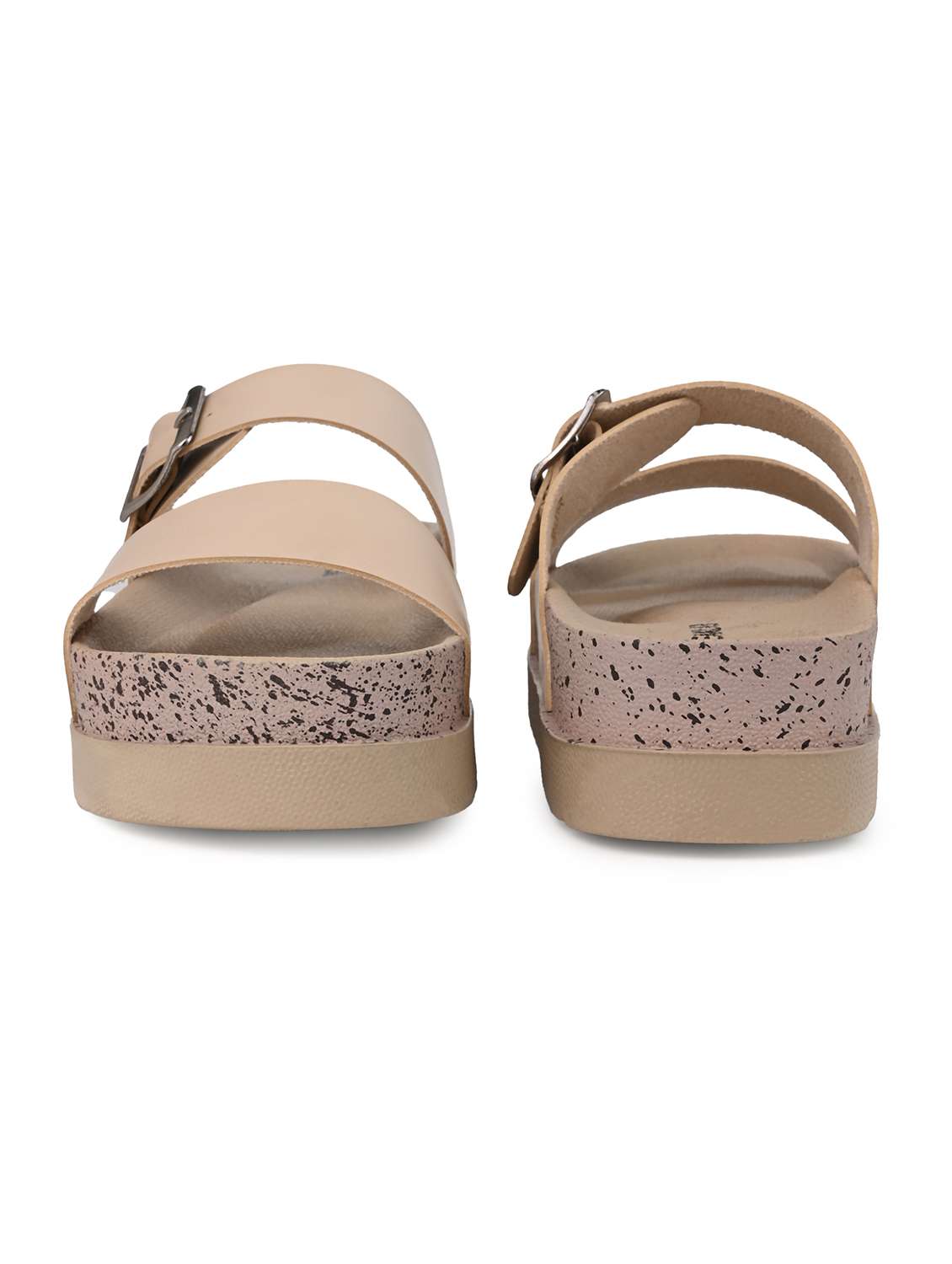 women solid cream slip on sandal - 22065478 - Standard Image - 3