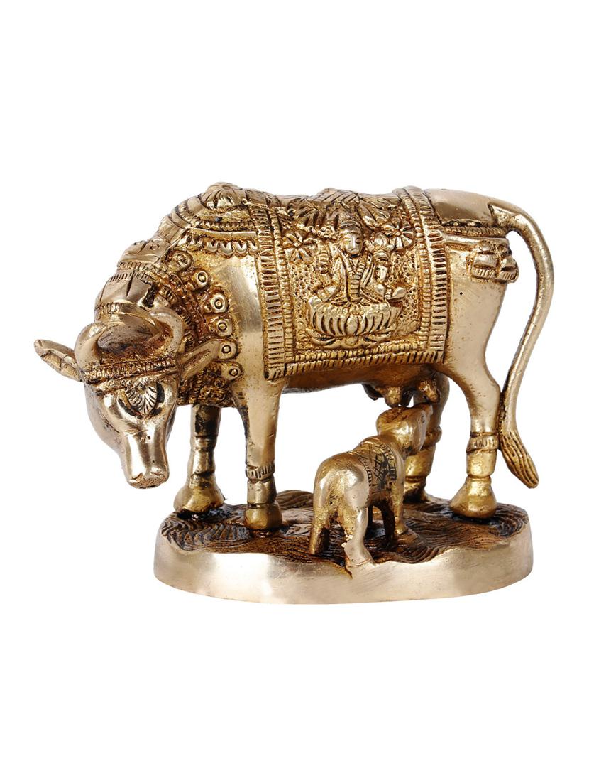 gold brass cow and claf statue - 22065600 - Standard Image - 3