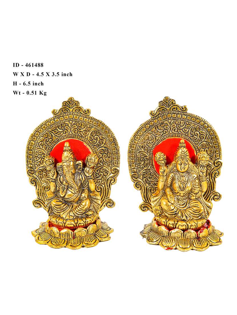 gold plated goddess lakshmi and lord ganesh murti - 22065606 - Standard Image - 3