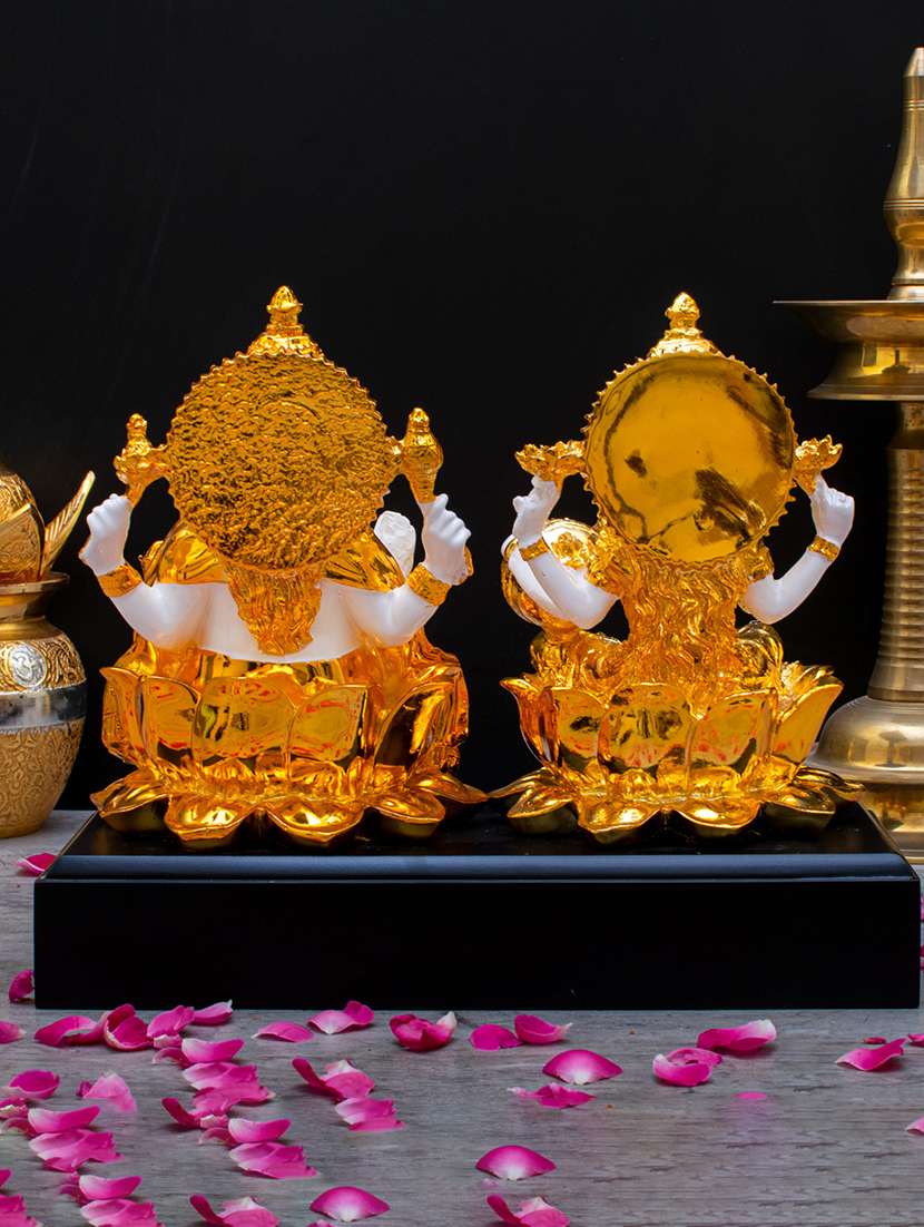  gold plated goddess lakshmi and lord ganesh murti - 22065649 -  Standard Image - 3